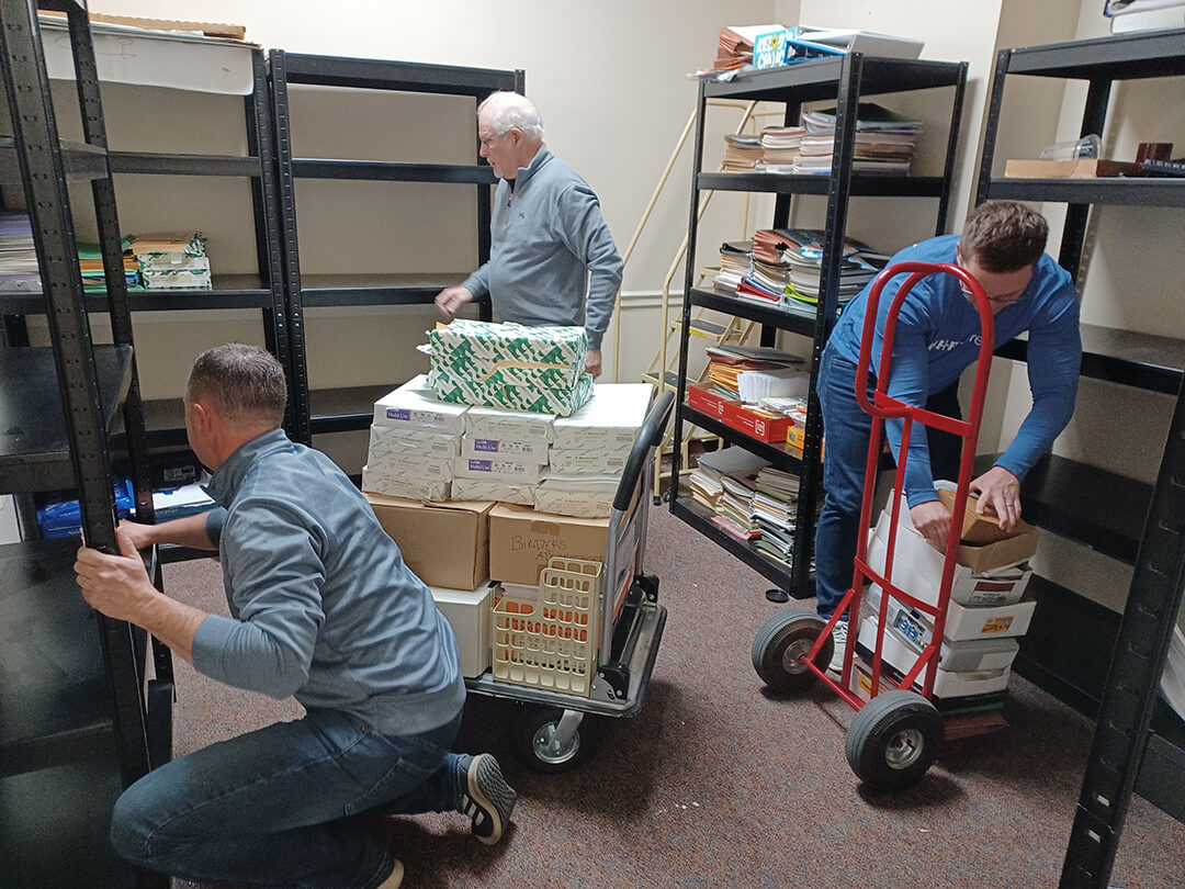 Dave, Lisa, Nick, and Brad volunteered at the Salvation Army to assist with office clean out to prepare for their upcoming pantry expansion.